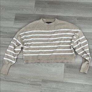 Striped Tan and White Women's Sweater